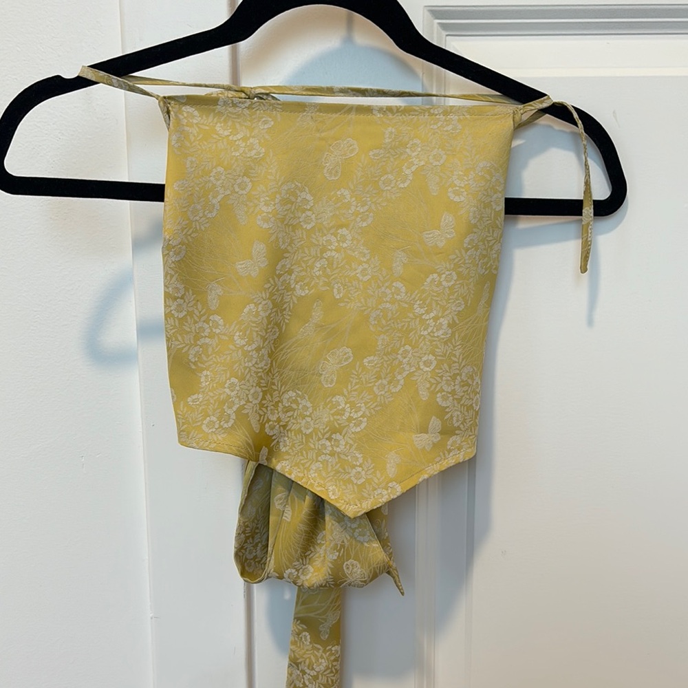 Floral Yellow Tie-Back Top